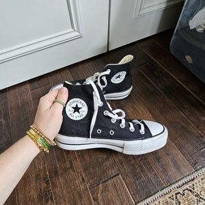 Black Converse Hightop Platform Sneakers